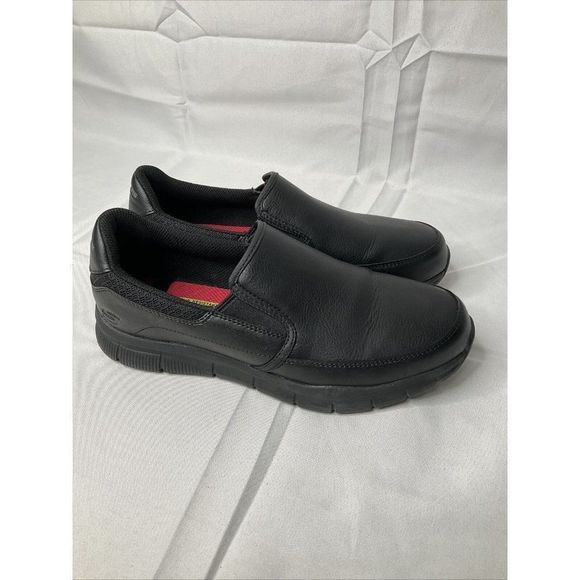 Skechers 77157 Nampa Groton Memory Foam SlipOn Resistant Black Work Shoes US7.5 - Picture 5 of 10